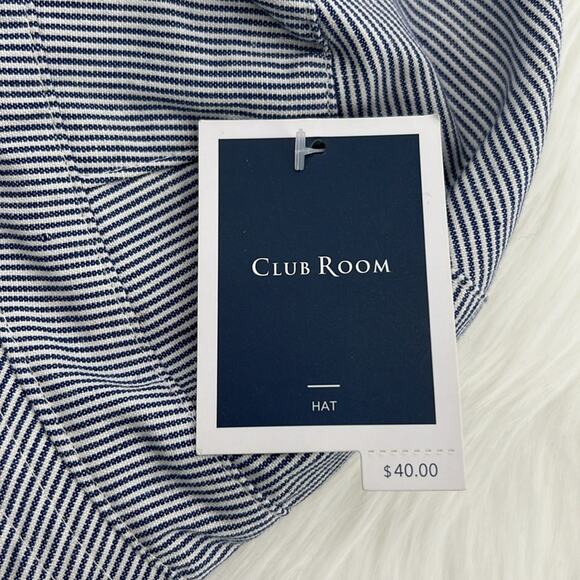 Club Room Men's Bucket Hat - Blue/White Stripes - One Size - New with tags - Picture 2 of 6